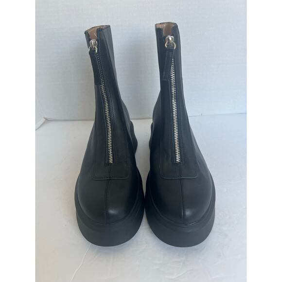 NWT Steve Madden Jones Black Leather Zip-Front Platform Ankle Lug Sole Boot 9M - Picture 3 of 10